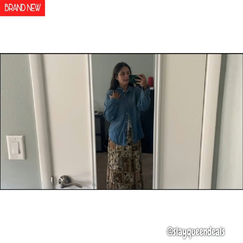 Chiffon Maxi Skirt Elastic Waist Flowy A-Line Pleated Long Boho Fall - Picture 8 of 8